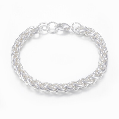 

304 Stainless Steel Chain Anklets with Lobster Claw Clasps Silver 9"230mmx8mm