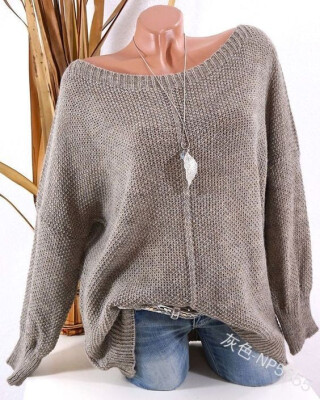 

Leisure wide delivery round neck long sleeved sweater