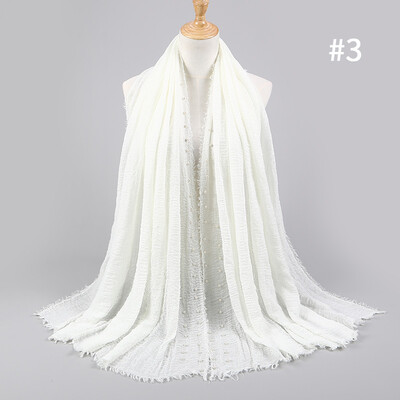 

Solid color high quality hairy cotton yarn pearl accessories headscarf cotton&crease monochrome womens scarf hot sale
