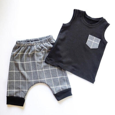 

Casual Newborn Toddler Baby Boy Sleeveless Vest Tops T-Shirt Pants Outfits Clothes Set