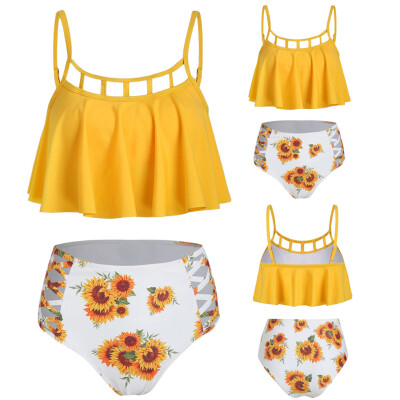 

Roseonmyhand Women Two Pieces Bathing Suits Top Ruffled With High Waisted Bottom Bikini Set