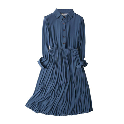 

Autumn new pleated chiffon skirt retro dress female literature&art