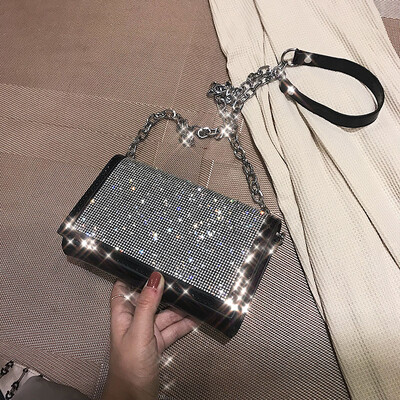 

Shiny Diamond Female Flap Square Bag 2019 Summer New Quality PU Leather Womens Designer Handbag Chain Shoulder Messenger Bags