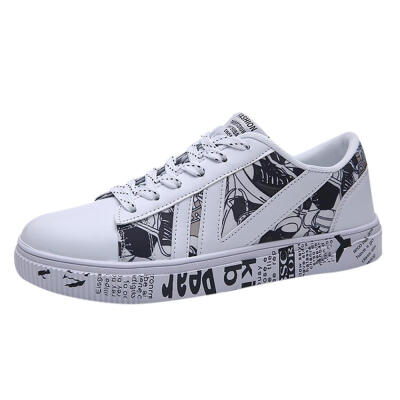 

New casual Men Vulcanized Shoes Sneakers Mens Fashion Casual Lace-Up Colorful Canvas Sport Graffiti board Shoes