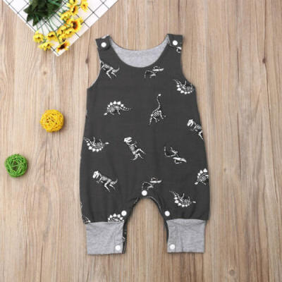 

UK Newborn Baby Boy Clothes Sleeveless Dinosaur Romper Jumpsuit Overall Outfit