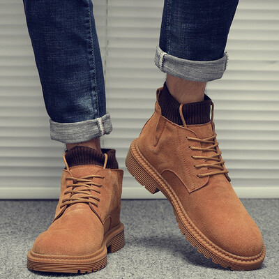 

Martin boots mens tide British high mens Martin shoes leather retro socks Martin shoes