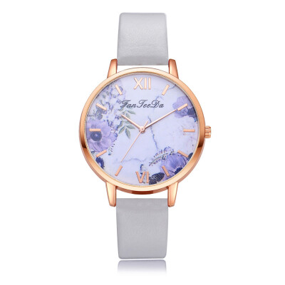 

Minimalism Womens Watches Purple Floral Dial Ladies Simple Quartz Wristwatch Leather Strap Clock Casual Dress Reloj Mujer