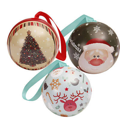 

〖Follure〗Tinplate Round Ball Boxes Galaxy Reindeer Santa Tree Hanging Decorations Party
