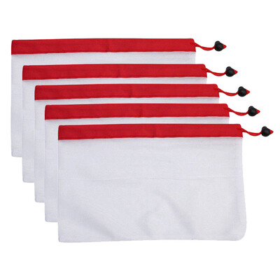 

〖Follure〗5 Pack Reusable Produce Mesh Bags Black Rope Vegetable Fruit Toy Storage Pouch