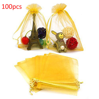 

100Pcs Wedding Favour Colored Drawstring Organza Bag Jewelry Storage Gift Pouch