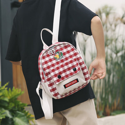 

Bag ins wind shoulder bag female 2019 new fashion trend plaid backpack Korean version of the simple Sen student bag