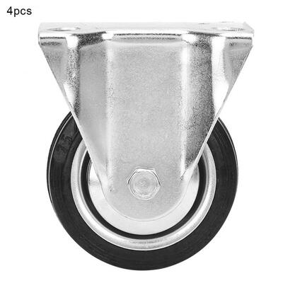 

Greensen 4pcs 3 Inch Fixed Metal Top Plate Caster Rubber Wheel for Furniture Trolley