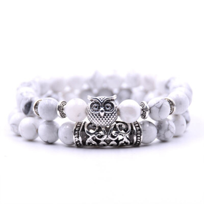 

Natural Stone Owl Bracelets Bangles Charm Bracelet Set For Women Men Bracelet Jewelry