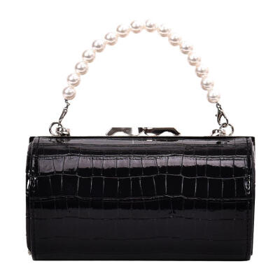 

Women Pearl Grain Cylinders PU Messenger Chain Bag Cylindrical Handbags