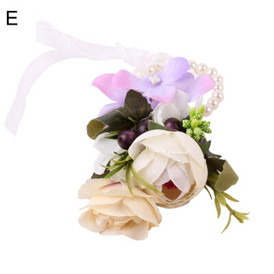 

Faux Pearl Wedding Bracelet Bridesmaid Bride Flower Ribbon Hand Wrist Corsage