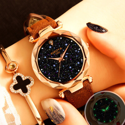 

Watch waterproof fashion Korean version of simple casual atmosphere retro luminous star quartz female watch