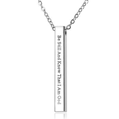 

Custom Personalized Vertical Bar Necklace Four Sides Engraved Date Name Pendant Necklace for Women Men Birthday Anniversary Gift