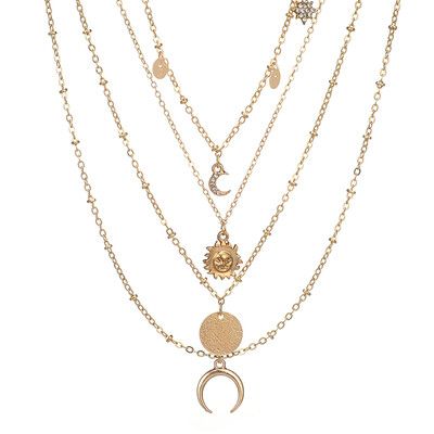 

Tocona Bohemian Horns Long Layered Necklaces for Women Gold Color Crystal Star Moons Charms Pendant Necklace Collar 6903