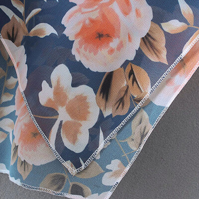 

Women Chiffon Kimono Colorful Floral Print Low High Irregular Hemline Open Front Half Sleeve Beach Bikini Cover Up