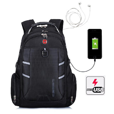 

Multifunction Laptop Bag Laptop Backpack External USB Charge Schoolbag Travel Bags Blue