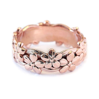 

Rose Gold Floral Ring Lucky Daisy Plum Blossom Cherry Flower Jewelry Ring