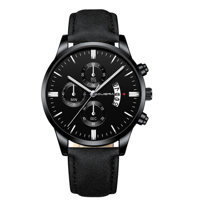 

Gobestart Mens Fashion Sport Stainless Steel Case Leather Band Quartz Analog Wrist Watch
