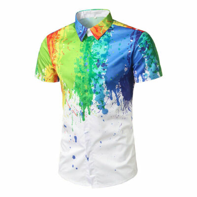 

Mens Summer Casual Short Sleeve 3D Inkjet Shirt Tops Blouse Pullover T-shirt New