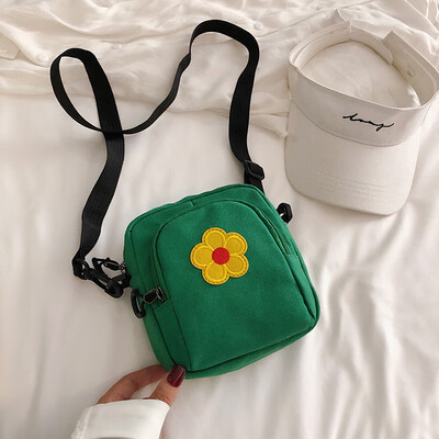 

Cute flower crossbody bag 2019 new small fresh temperament canvas bag female casual simple fashion shoulder bag
