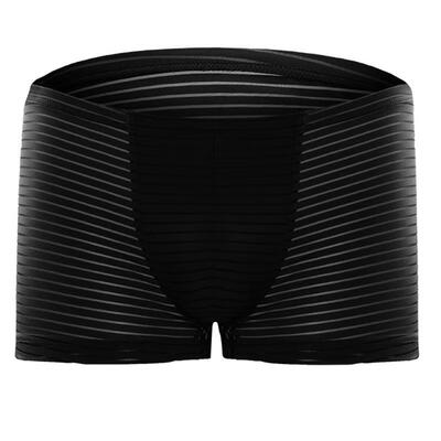 

Mens Ice Silk Seamless Breathable Sexy Flat Bottomed Pants Transparent Corner Underwear Boxers