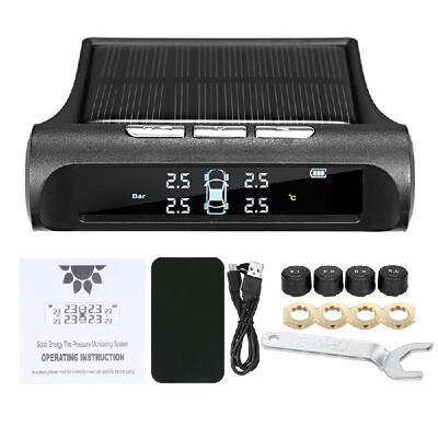 

TPMS Tire Pressure Monitoring System Universal Wireless with 4 External Sensors Real-time Display 4 Tires Pressure & Temperature
