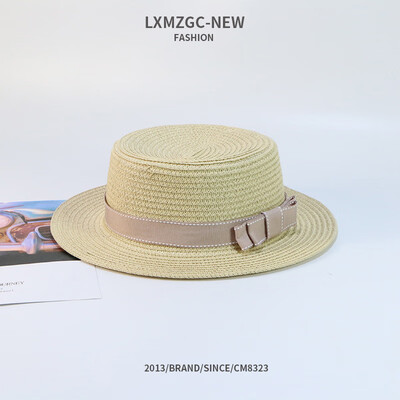 

New Summer Parent-Child Hat British 100 Sets Outdoor Sunscreen Cap Flat Top Butterfly Knitted Straw Hat