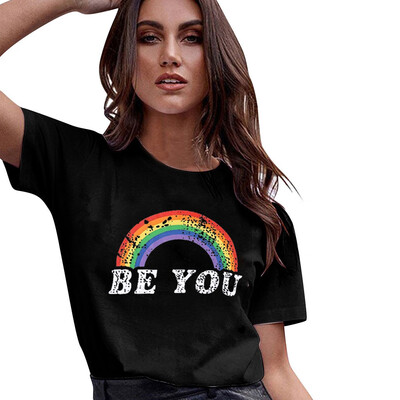 

Starmoon Womens Casual Short Sleeve Letter Round Neck Printed T shirts Blouse Tops