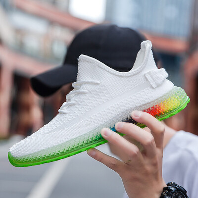 

Breathable flying woven mens shoes net shoes casual shoes thin section sports mesh surface trend colorful white shoes