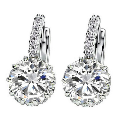 

Women Round Cubic Zirconia Inlaid Huggie Hoop Earings Piercing Jewelry Gift