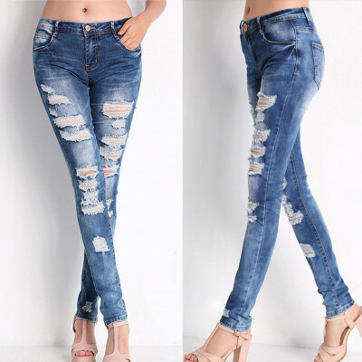 

Tailored Women Hight Waisted Long Pants Pocket Denim Jeans Stretch Length Jeans Trousers