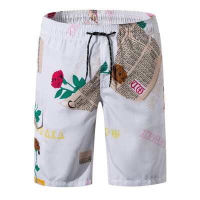 

Gobestart Men Summer Print Trunks Board Quick Dry Beach Surfing Running Short Pants