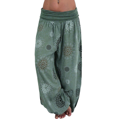 

Tailored Women Plus Size Print Loose Casual Elastic Waist Cropped Baggy Trousers Pants