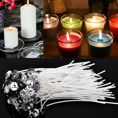 

Gobestart 100x Candle Wicks Cotton Core Pre Waxed With Sustainers Candle Making