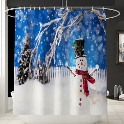 

Gobestart Santa Christmas Print Toilet Bathroom Mat And Shower Curtain Four-Piece Set