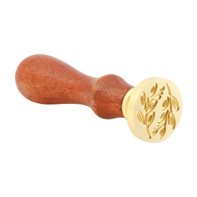 

Antique Wood Handle Metal Sealing Wax Stamp Plants Pattern Wax Seal Stamp