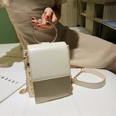 

Tailored Women Retro Rivet Leather Crossbody Bags Handle Bags Pearl Chain Shoulder Bags