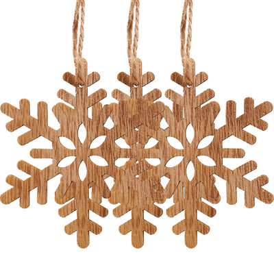 

Siaonvr 3PC Christmas Snowflakes Wooden Pendants Xmas Tree Ornaments Home Hanging Decor
