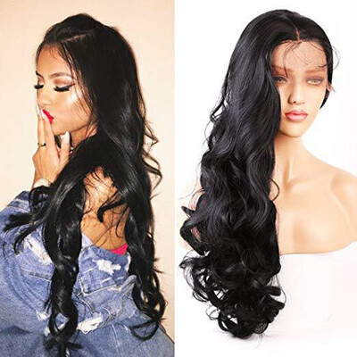 

〖Follure〗Womens Fashion Wig Front lace Black Synthetic Hair Long Wigs Wave Curly Wig