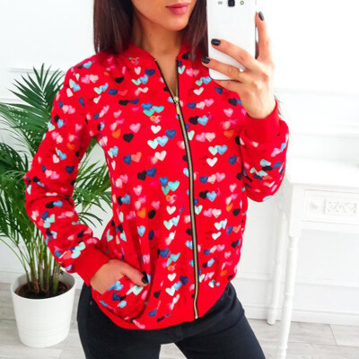 

Roseonmyhand Womens Ladies Retro Floral Printing Zipper Up Jacket Casual Tops Coat Outwear