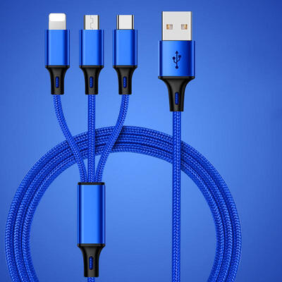 

USB Cable For IPhone  X 8 7 6 Charging Charger 3 In 1 24A Micro USB Cable Type-C Mobile Phone Cables For Samsung S8-1m