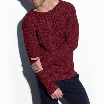 

Men Tops Long Sleeve Solid Round Neck Loose Casual Pullover Sweater Shirt Winter
