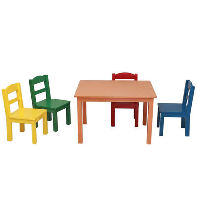 

Kids Table&Chairs Set - 4 Chairs&1 Activity Table for Children - Educational Toddlers Furniture Set