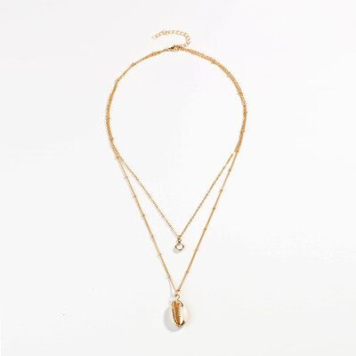 

New Fashion Gold Multi layer crystal Statement Chain Shell Necklace&Pendant Women Jewelry 2019