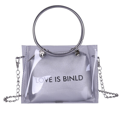 

Women PVC Transparent Square Bag Fashion Clear Satchel Bag Ladies Crossbody Bags Chain Small Jelly Ring Handle Handbags YJ