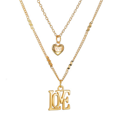 

Trendy Elegant Multi Layer Gold Chain Necklace Moon Letter Heart Cross Pendant Necklaces Women Collier Croix Christian Jewelry